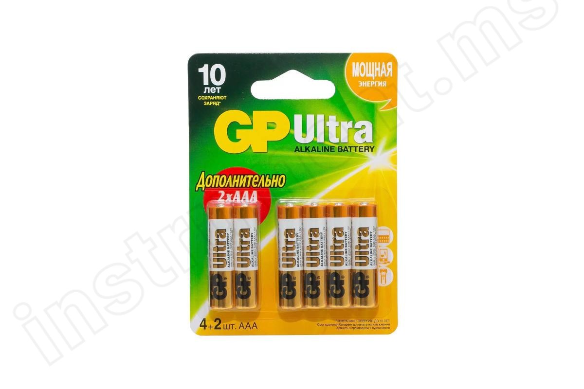 Батарейки GP Ultra ПРОМО, LR03 ААA, 4+2 шт - фото 1