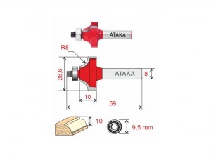 Фреза кромочная калевочная Атака D28,6/ф8/H16  38183 - фото 1