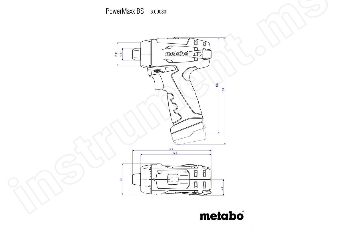 Аккумуляторный шуруповерт Metabo PowerMaxx BS, 12 В, с кейсом   арт.600984500 - фото 3